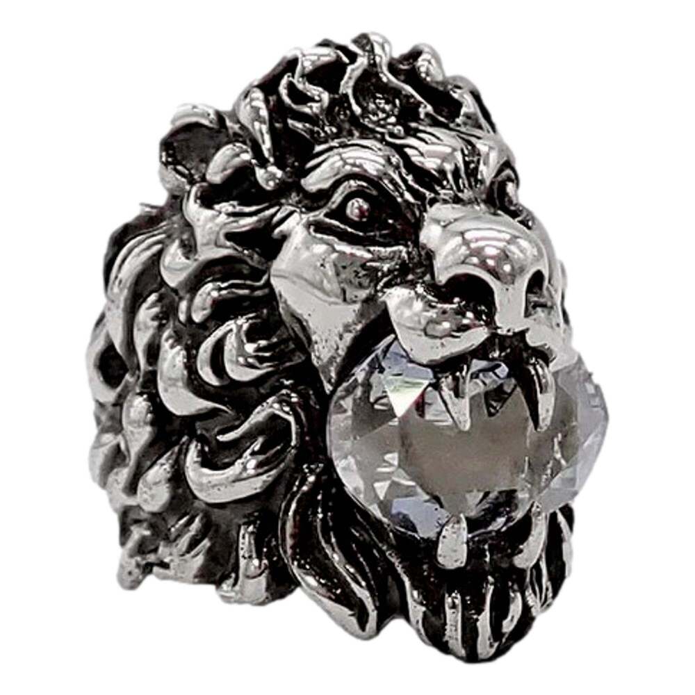 Gucci Lion Head Motif Silver Ring Crystal Size - Picture 3 of 5